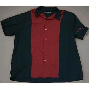 Jim Beam Bowling Shirt 2XL Black Red Promo Embroidered USA Button Down Retro Bar